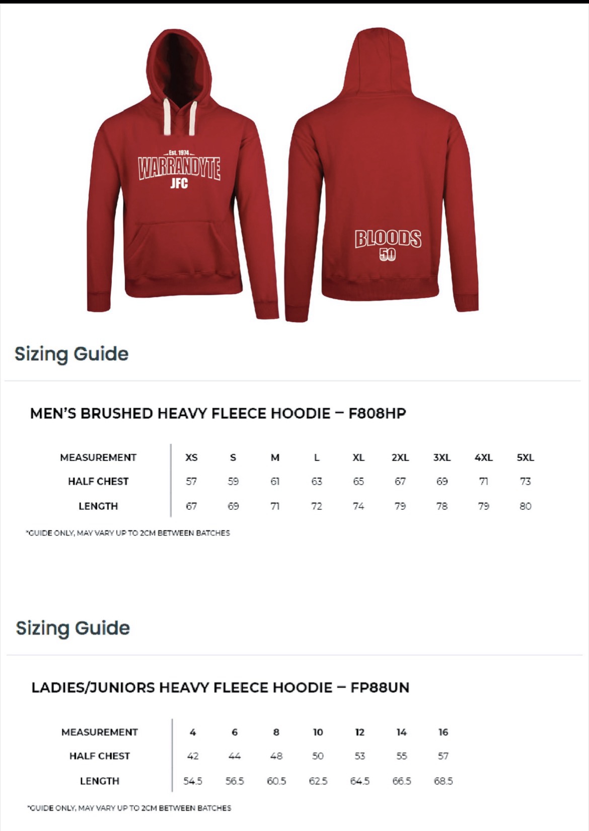 Red 50 Years of WJFC Hoodie - LIMITED STOCK AVAILABLE - Image 3